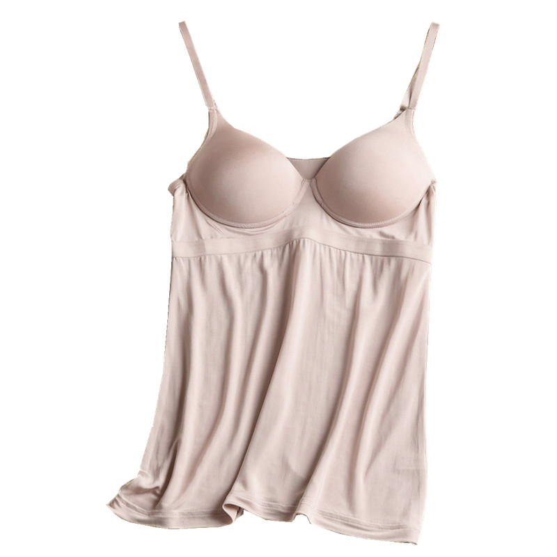 100桑蚕丝针织真丝吊带文胸一体无痕无钢圈内衣打底背心吊带衫