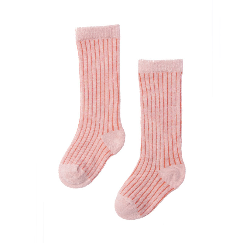 粉色公主女童儿童春秋冬季纯棉中长高筒宝宝新生婴儿可爱地板袜子