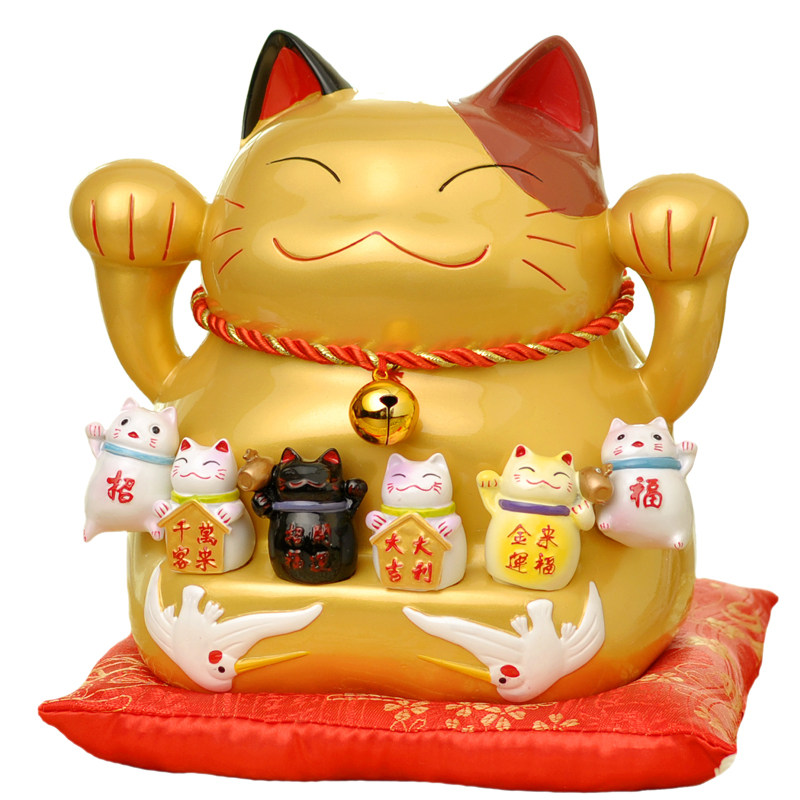 金石工坊金色招财猫摆件开业礼品储蓄存钱罐商铺收银台大号发财猫
