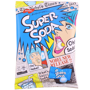 日本进口糖果零食 诺贝尔nobel 特酸碳酸苏打糖汽水味super soda 券