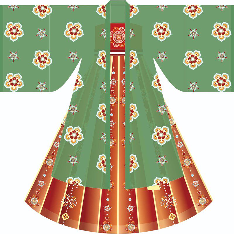 唐制诃子裙汉服女 原创唐风簪花仕女图 诃子裙大袖衫披帛套装