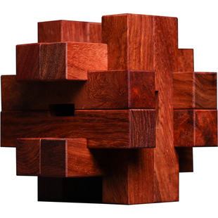 笼中取物宝红木鲁班锁孔明锁全套高档高难度puzzle12儿童益智玩具 券