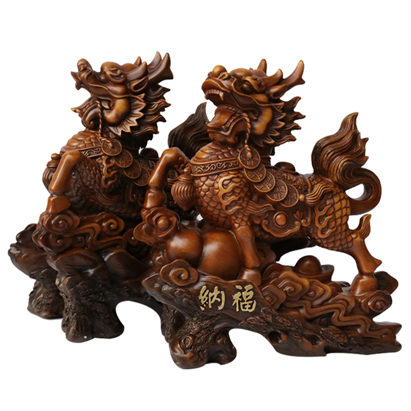 麒麟摆件一对风水物家居客厅电视柜装饰品办公室摆设乔迁开业礼