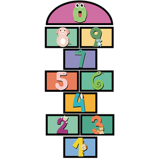 跳房子可移除地贴跳格子数字游戏幼儿园儿童房卡通墙贴跳方格贴纸