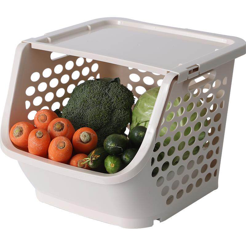 厨房菜篮收纳蔬菜蓝收纳筐可叠加装菜小篮子塑料筐水果置物框家用