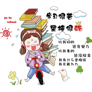 励志贴画自律贴纸儿童房间学生墙面装饰卧室布置壁纸墙纸自粘墙贴