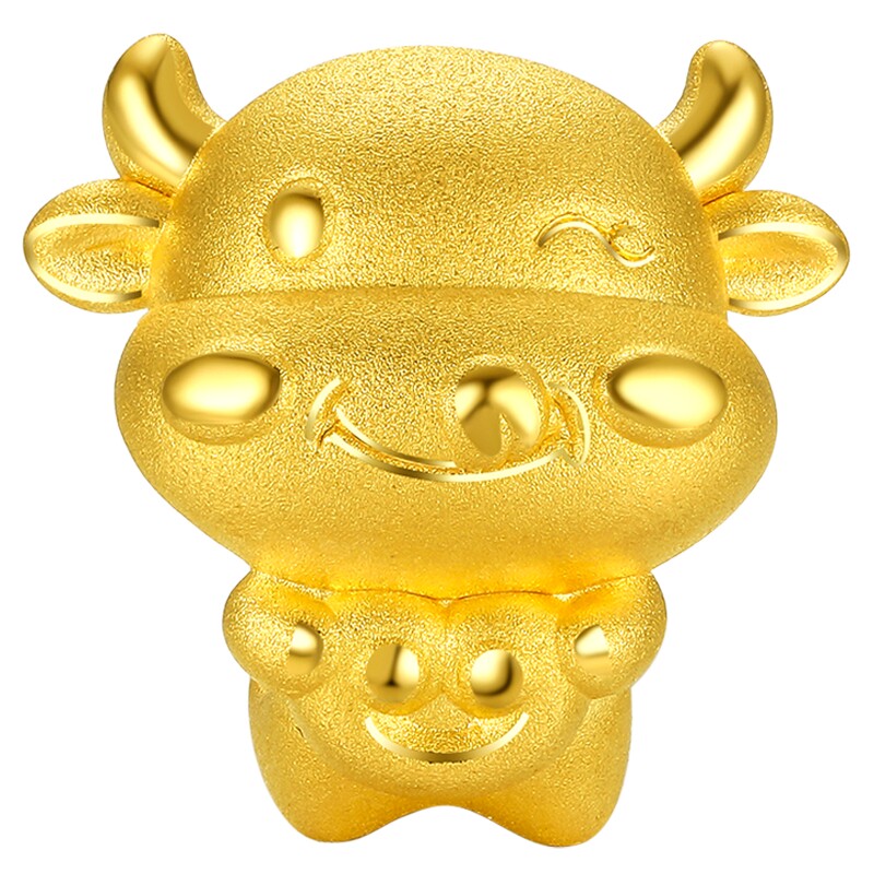 周六福黄金转运珠男女足金定价如意牛本命年生肖金牛官方正品手链