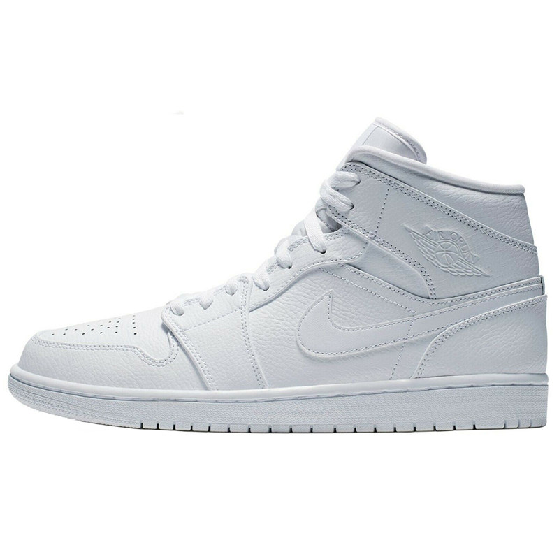 烽火体育 air jordan 1 mid aj全白篮球鞋 554724 554725-129 130