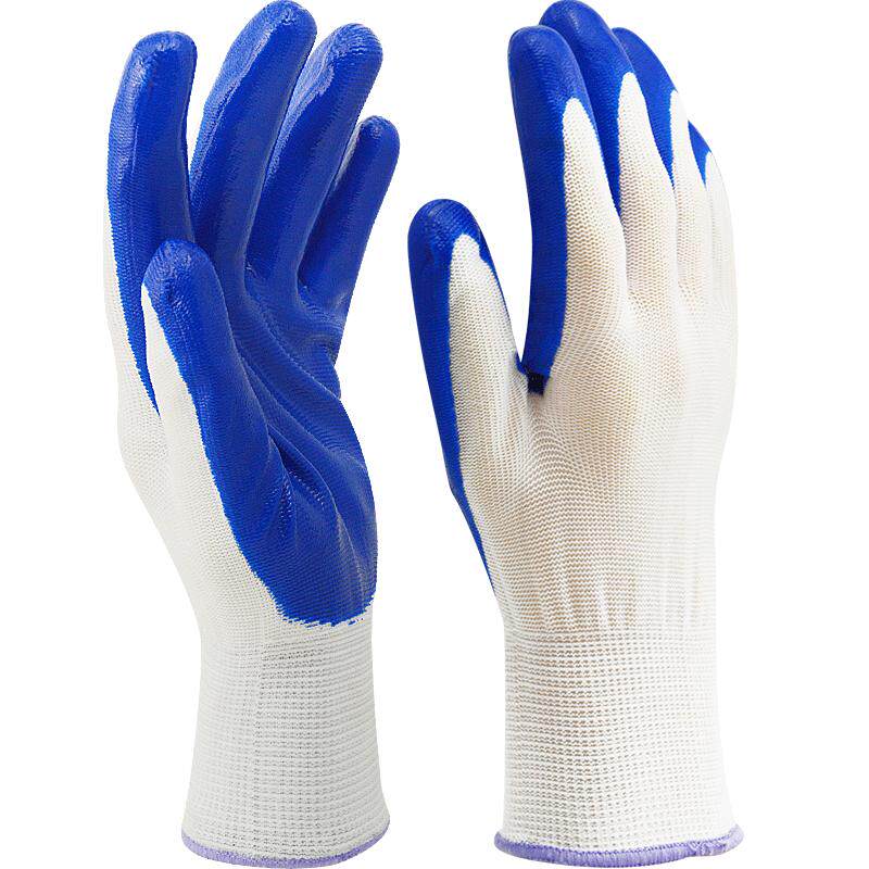 丁腈劳保手套耐磨带胶涂层手套涂掌灵活透气防油防滑机械维修手套