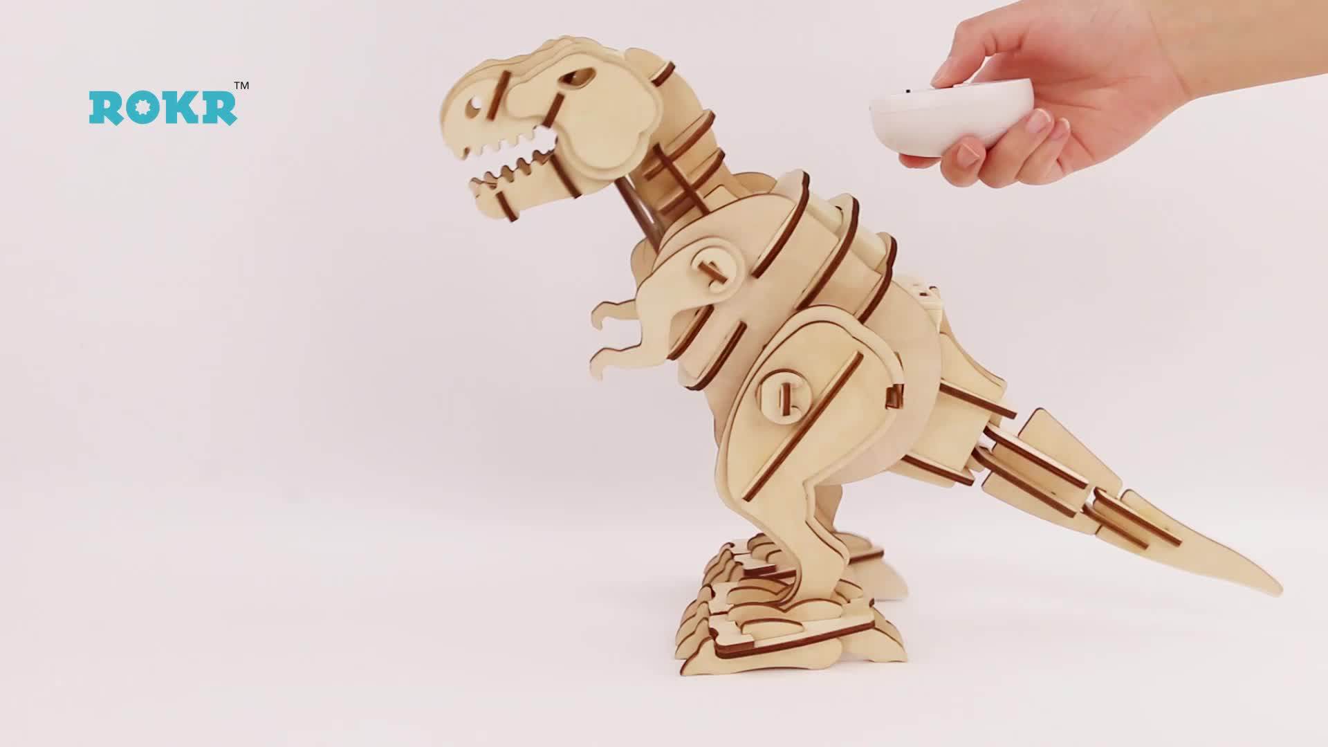 robotime教育恐龙拼图3d木制组装玩具套装