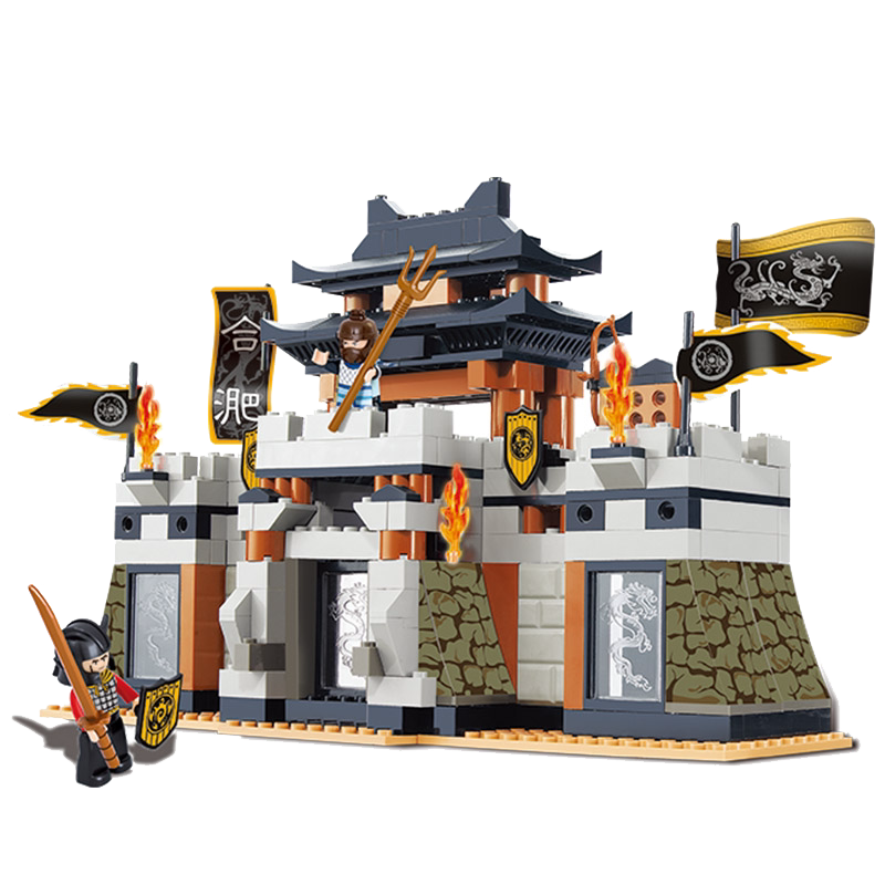 三国演义玩具拼装积木男孩古代士兵将士武器人仔梦想三国城堡乐高