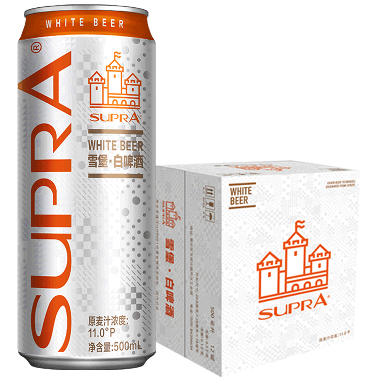 珠江啤酒雪堡白啤酒12罐*500ml 精酿啤酒整箱买一箱送包邮促销