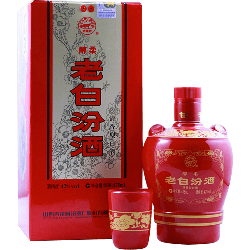 山西杏花村汾酒42度醇柔老白汾酒475ml清香型国产白酒