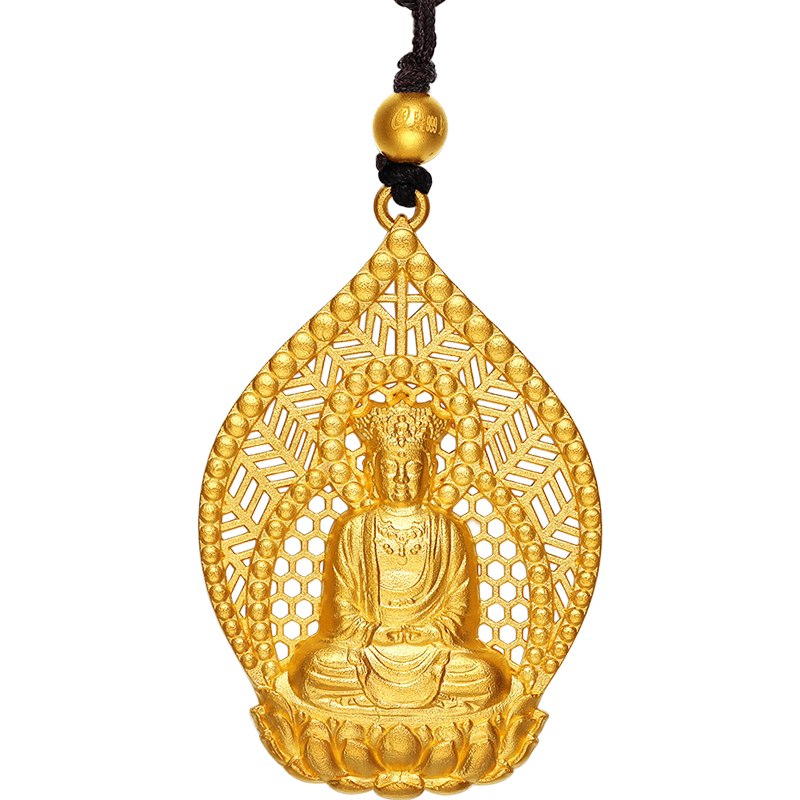 周六福黄金吊坠男女新款龙蛇年守护神普贤菩萨本命佛古法aa043861