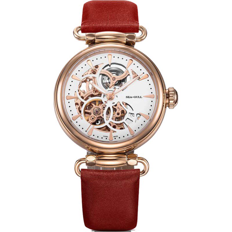 正品海鸥手表女士时尚休闲镂空防水全自动机械表女表时光女神6002