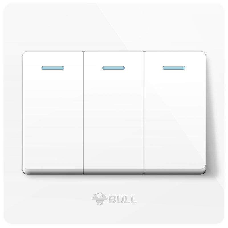 公牛三开开关单控面板暗装按钮家用三位3开三键开关86型三联开关