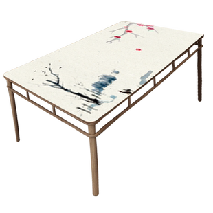 新中式家用国画山水防水免洗餐桌布