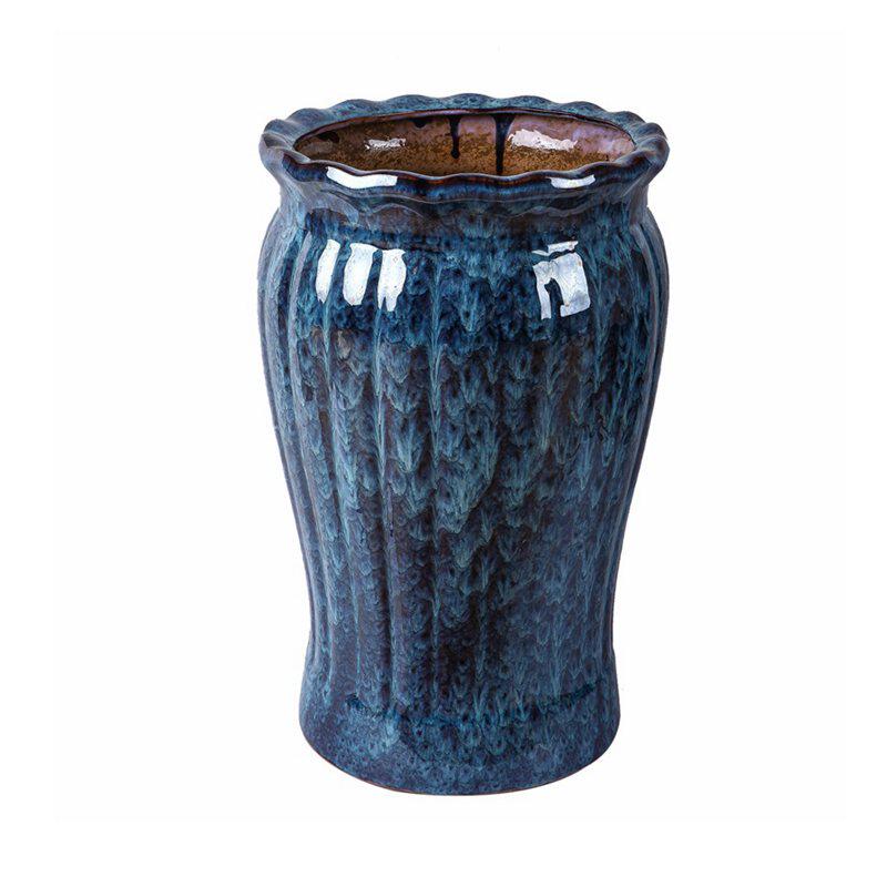 高筒花盆陶瓷大号特大号超大口径孔雀蓝种树阳台客厅庭院大盆清仓