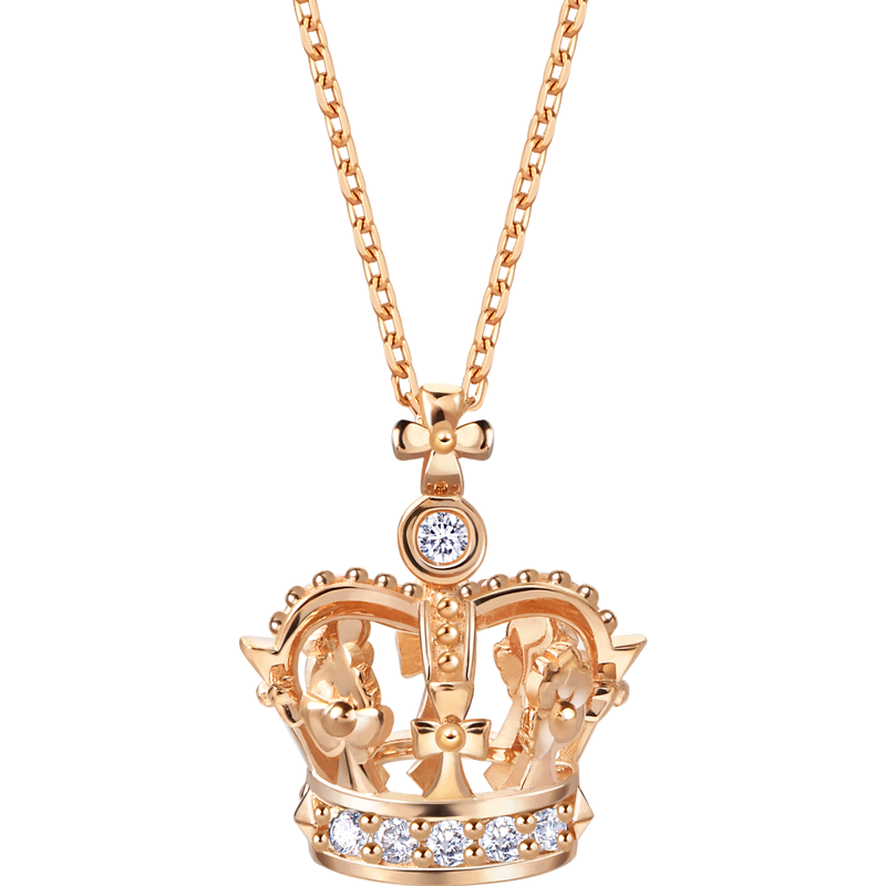 周生生18k红色黄金v&a皇冠桂冠钻石项链女款90894n - 周生生官方旗舰