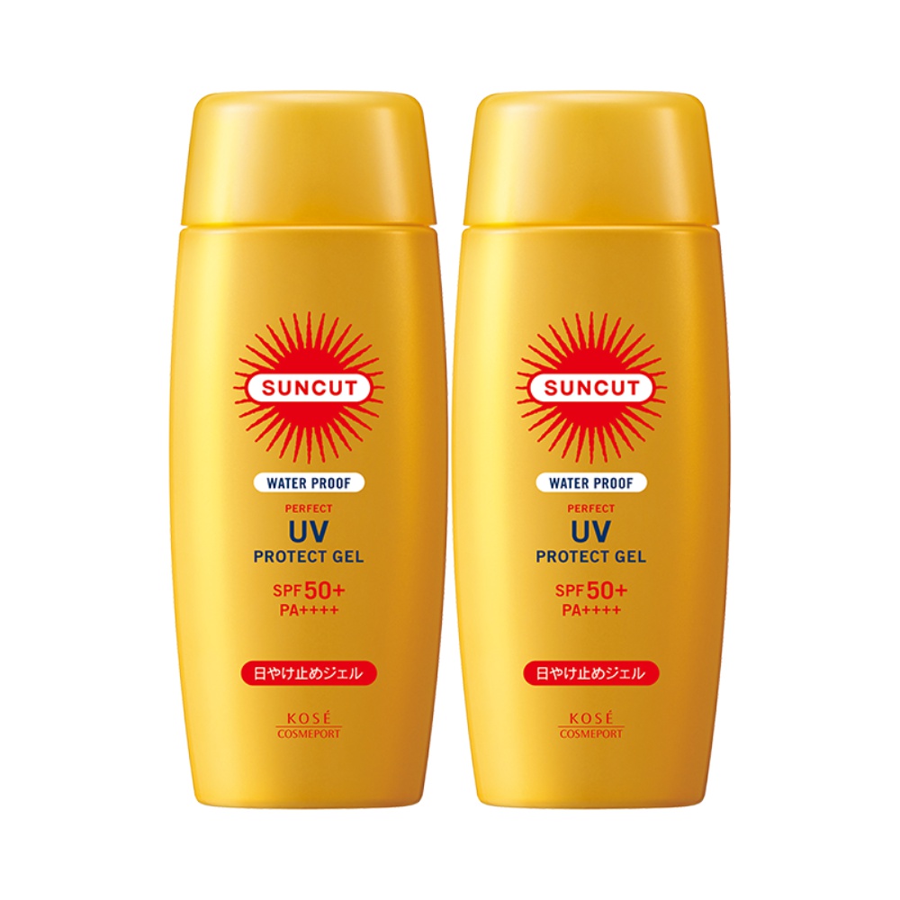 日本高丝suncut防晒乳霜防水型清爽小金瓶军训防紫外线隔离100g*2