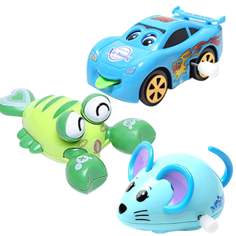 婴幼儿童宝宝会跑的大号卡通爬行交通类发条上劲小玩具上链汽车