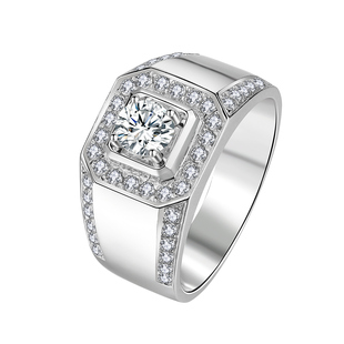 pt950铂金戒指男士钻石白金戒指时尚群镶婚戒男戒情人节礼物 券