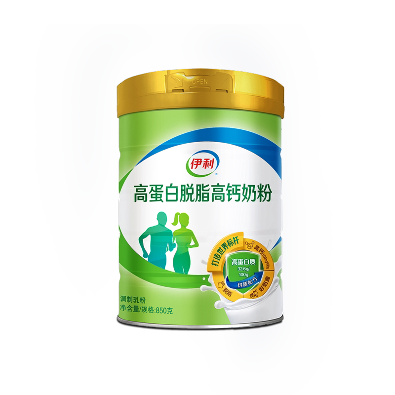 伊利高蛋白高钙脱脂奶粉罐装成年健身营养早餐女士中老年低脂牛奶
