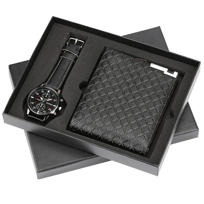 quartzwristwatchleatherwalletgiftsetforboyfriendmen