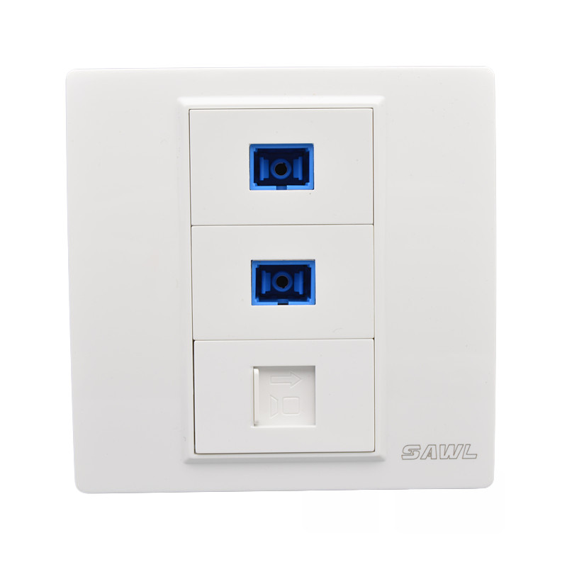 双光纤六类网络插座86型1个千兆网线电脑口2个sc光钎接口墙壁面板