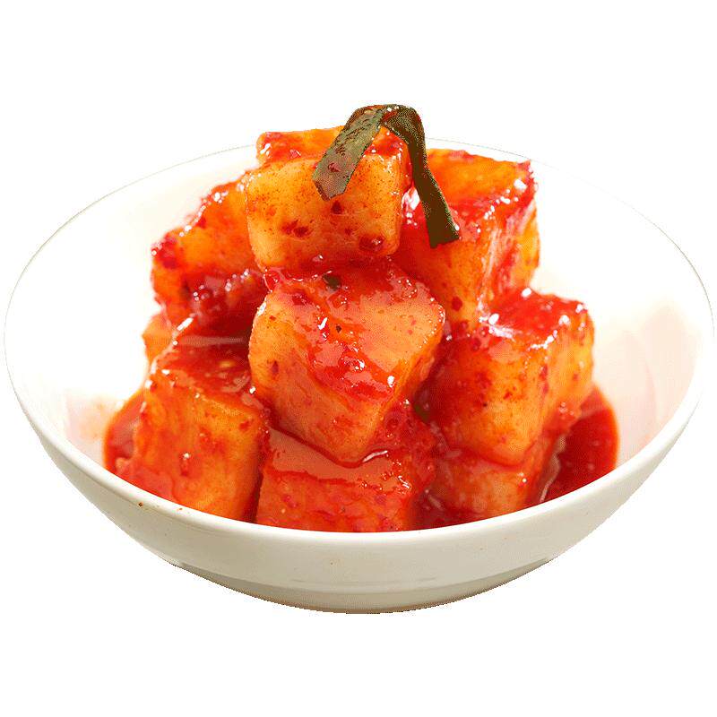 三口一品酸辣萝卜块韩国风味萝卜泡菜手工朝鲜族下饭菜咸菜400gx2
