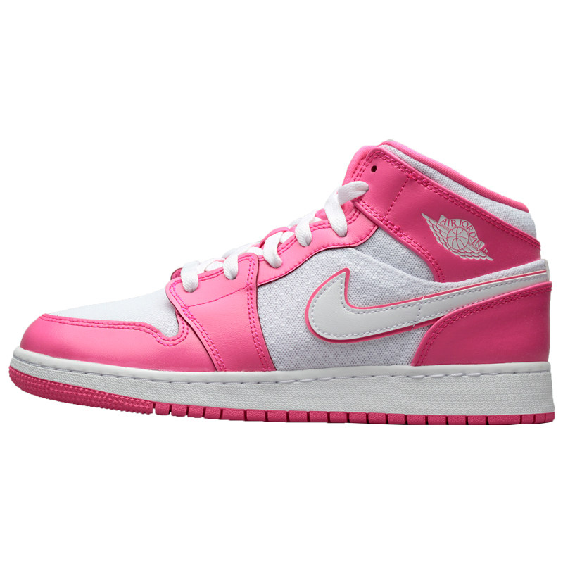 牛哄哄 air jordan 1 mid aj1 粉红白 少女粉中帮女鞋 555112-611