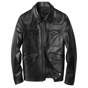 海宁真皮皮衣电视剧好先生陆远同款皮外套男机车明星夹克时尚休闲