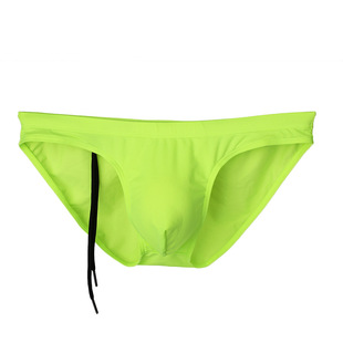 em男士系绳纯色白三角泳裤温泉度假海滩夏天紧身低腰性感激凸显大 券