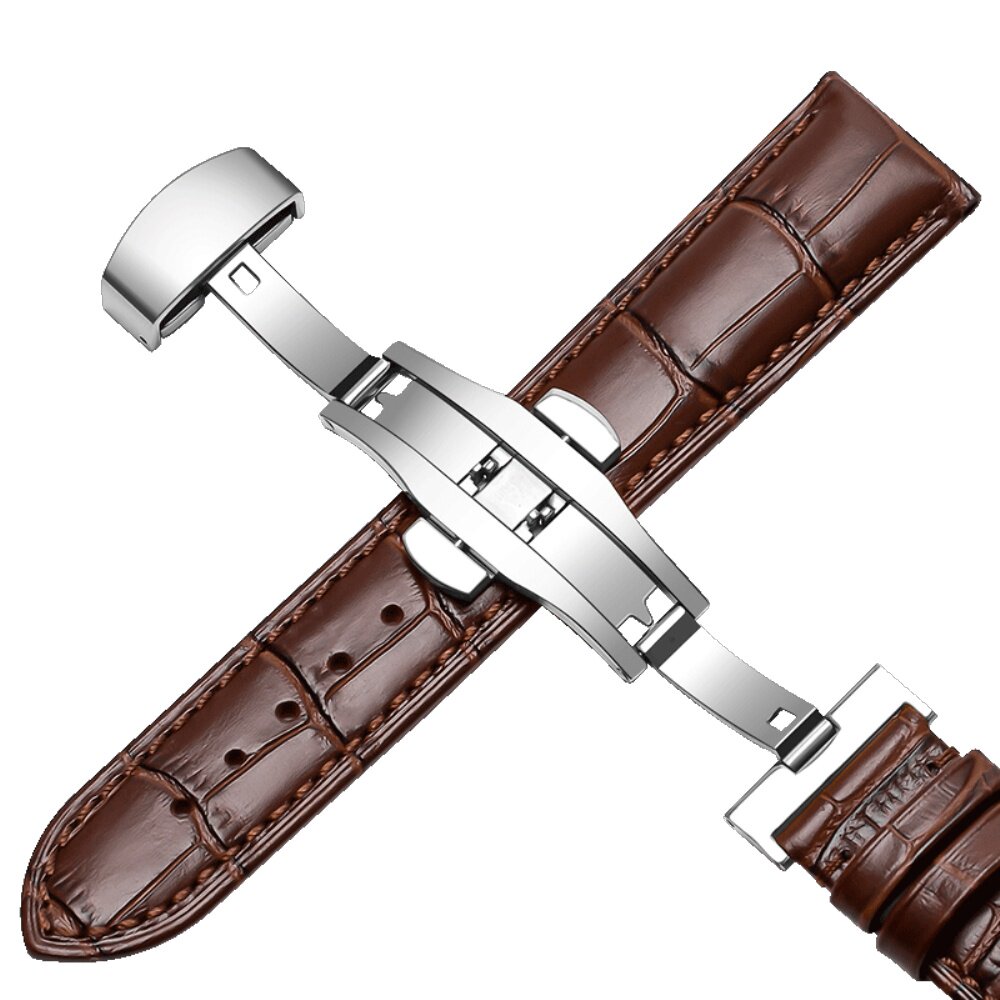 万晨手表带男女真皮表带蝴蝶扣代用天梭浪琴西铁城卡西欧dw皮表带