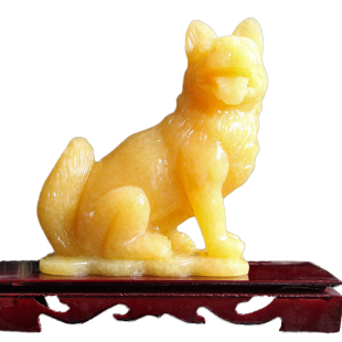纯手工雕刻天然米黄玉十二生肖狗摆件商务送礼品玉石狗年大吉摆件 券