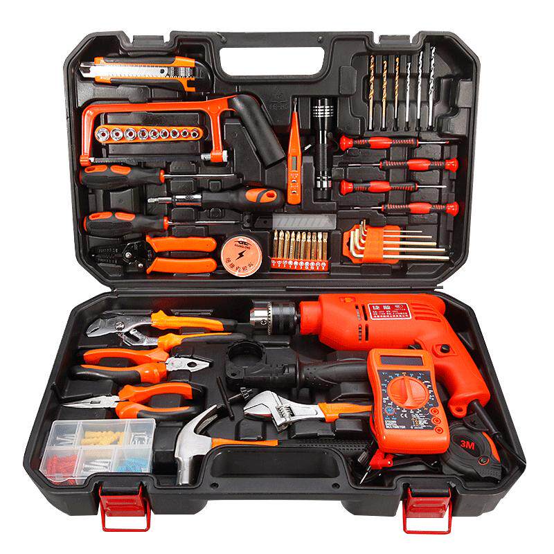 捷顺手动家用工具套装五金电工工具组套木工组合功能维修箱盒电钻