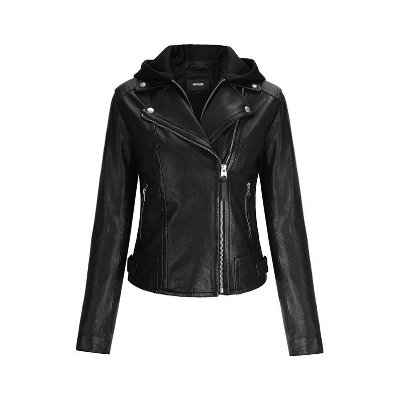 mackage女士 yoana连帽防风机车夹克奶油皮衣外套 - mackage官方旗舰