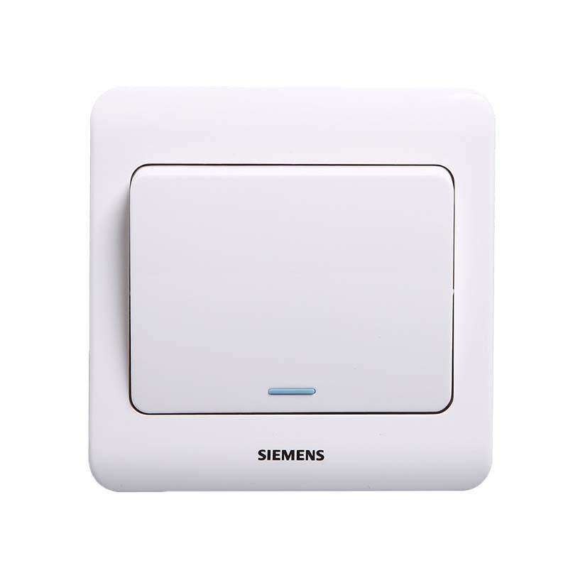 西门子开关插座暗装墙壁86型面板家用远景系列雅白一开单控带荧光