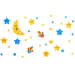 卡通星星月亮3d立体儿童房班墙贴纸