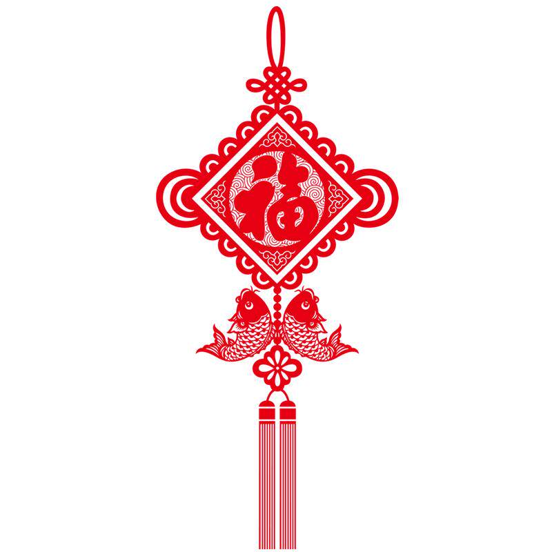 2021新年春节牛年喜庆装饰品橱窗玻璃门贴纸福字中国结墙贴画窗花