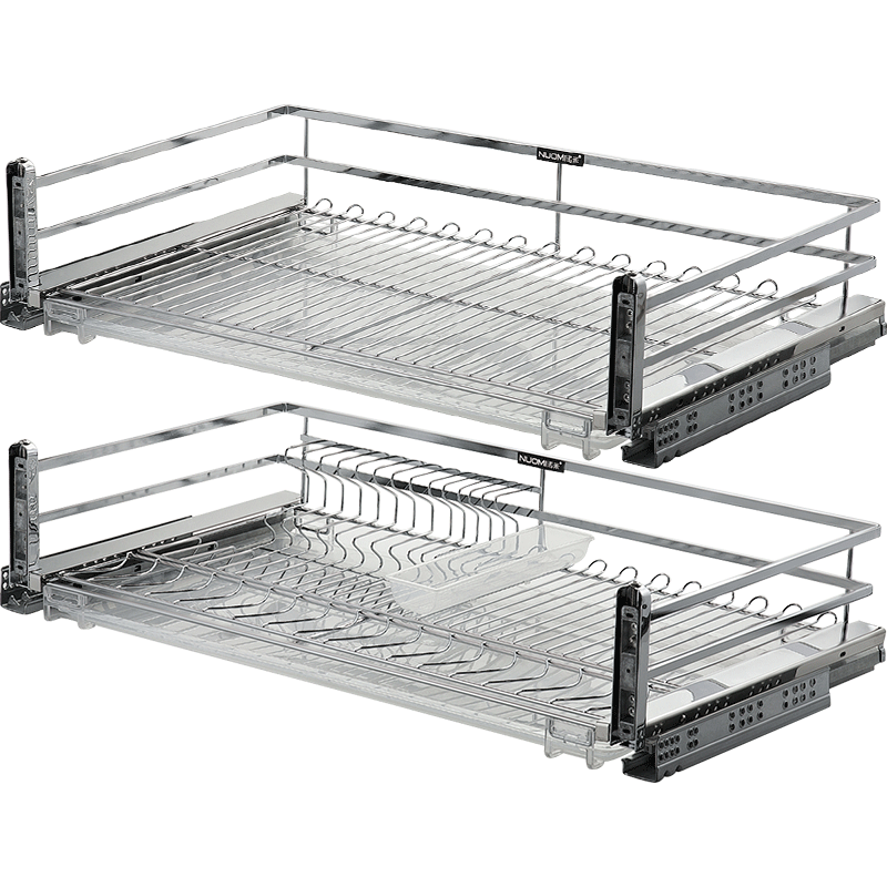 nuomi/诺米 拉篮橱柜304不锈钢双层抽屉式厨房阻尼碗碟篮调味拉篮