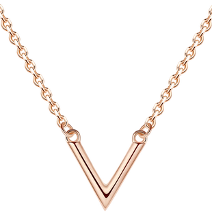 925纯银v字高级感项链女潮网红法式choker小众锁骨链简约颈链饰品