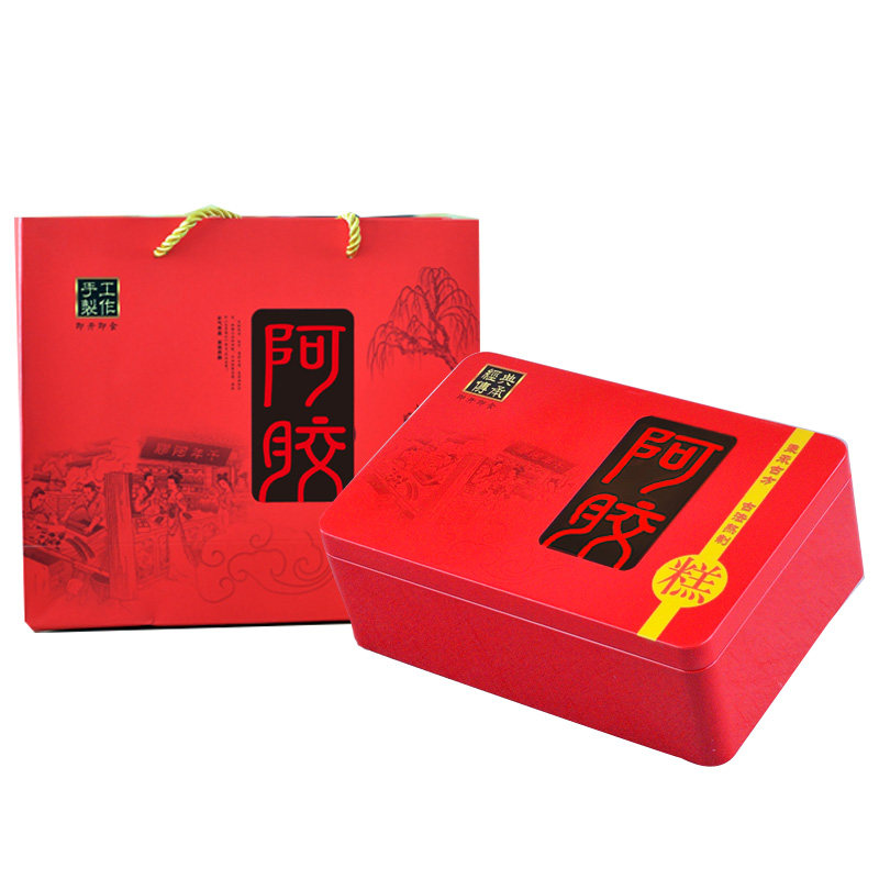 惊爆阿胶糕包装盒铁盒空盒子固元阿胶套装礼盒礼品盒一斤手提袋