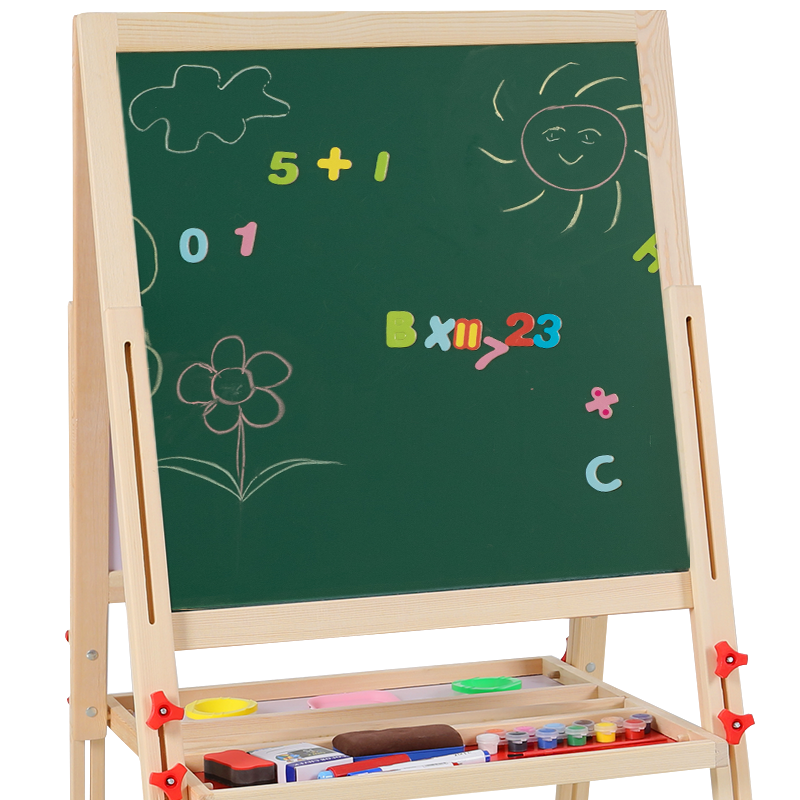 儿童画画板小黑板墙家用小学生可升降支架式画架无尘写字板白板