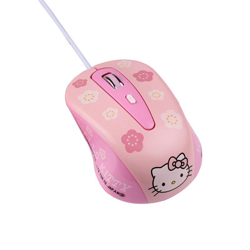 hellokitty笔记本电脑鼠标有线静音卡通可爱粉色女生鼠标无声usb