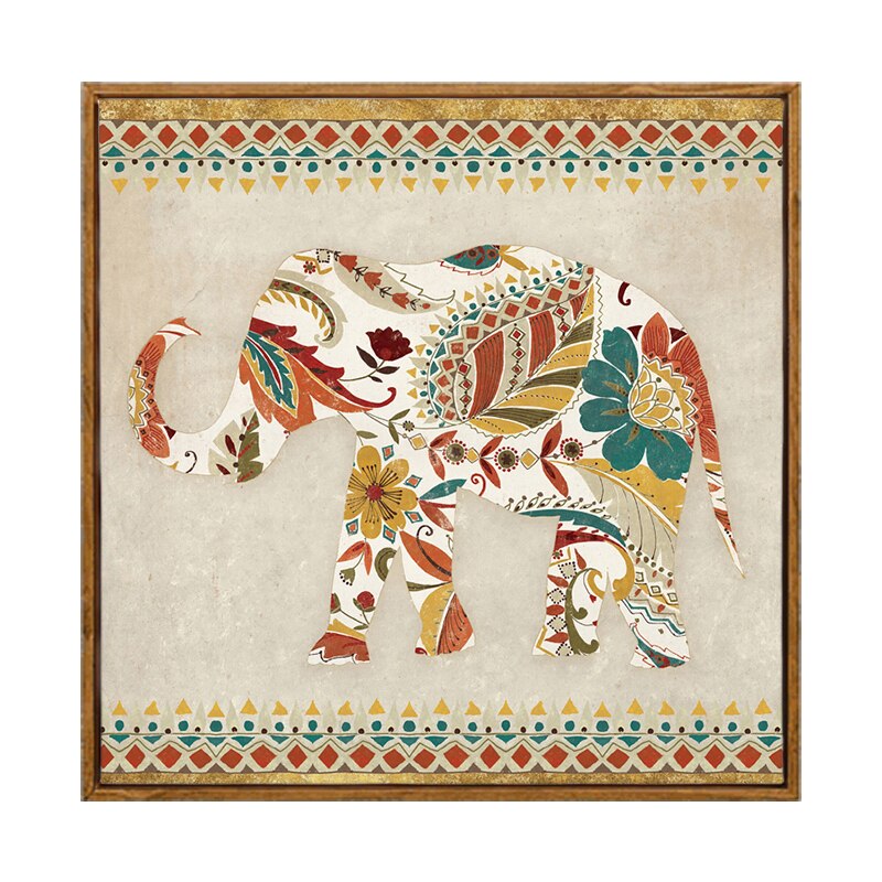 东南亚大象动物泰式风格装饰画酒店会所餐厅饭店客厅房间晶瓷挂画
