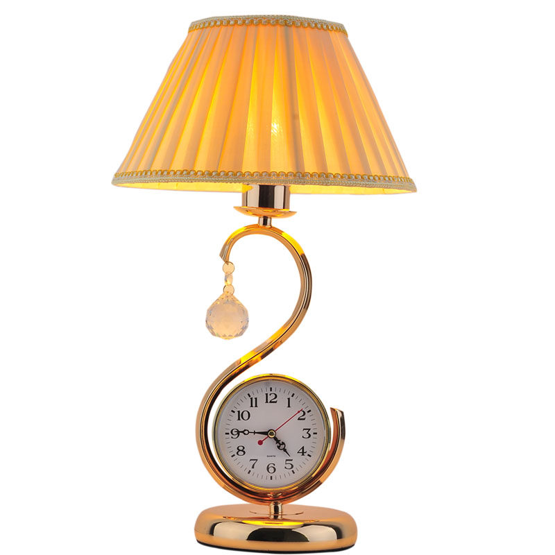 现代简约欧式台灯卧室床头灯时尚创意节能带钟表特价调光台灯遥控