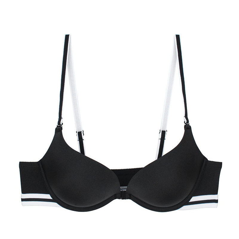 他他商城 内衣 夏娃的诱惑伊人黑白条纹运动风上薄下厚前扣美背女士