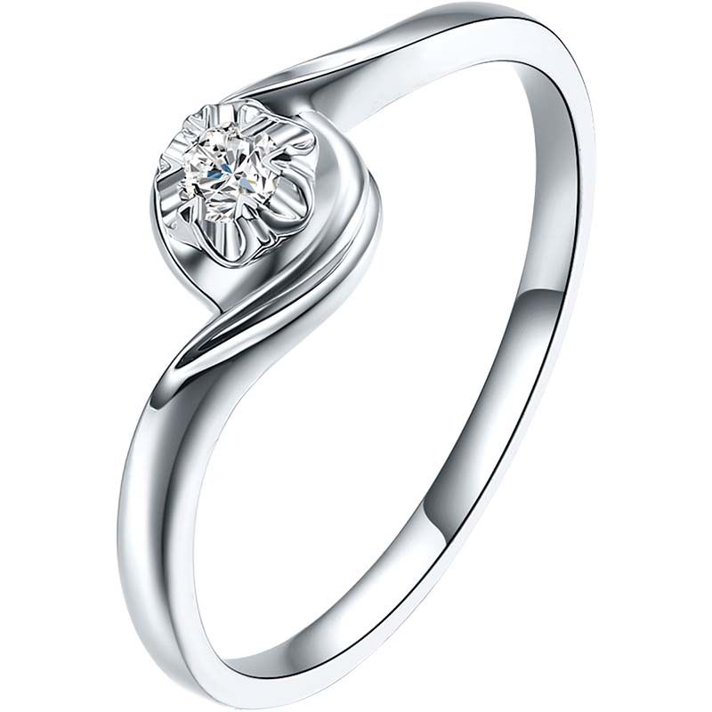 周六福钻石戒指女pt950铂金t白金镶钻求婚订婚钻戒 t璀璨