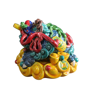 景德镇七彩镇宅招财辟邪客厅蟾蜍